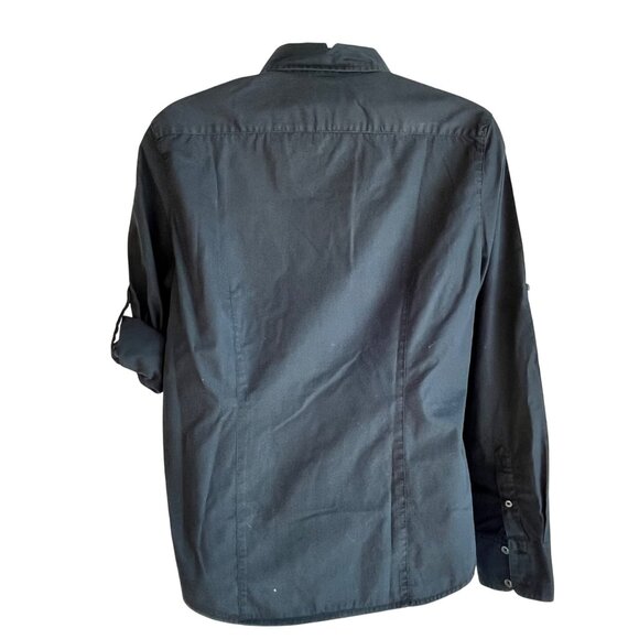 Gap Black Long Sleeve Button-Up Shirt M Womens Casual Cotton 87v - Picture 3 of 9